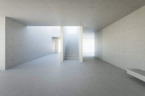 Empty floor for car park and concrete corridor background.