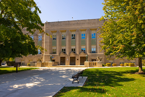 Covington, Indiana, USA - September 28, 2021: The Fountain County Courthouse