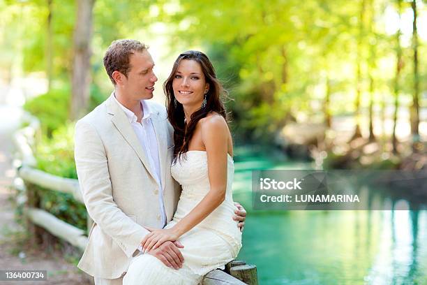 Couple Of Lovers In Love On Park River Hug Stock Photo - Download Image Now - 30-34 Years, 30-39 Years, Adult