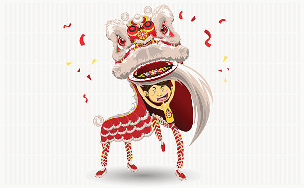 Danse du Lion chinois - Illustration vectorielle