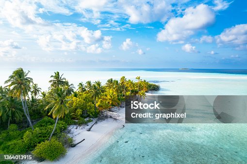 istock Aerial view of tropical island in ocean 1364013915