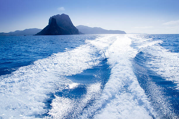 istock Es Vedra and Vedranell islands boat wake 136401393