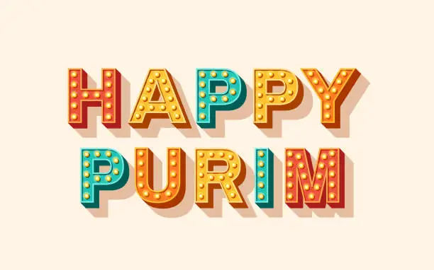 Vector illustration of Happy Purim typography isolated