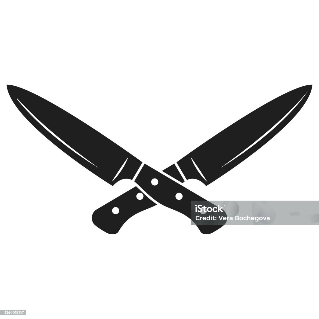 Two Knives Crossed Blade Up Vector Icon Flat Cartoon Minimal Monochrome  Illustration Design Isolated On White Background Eps 10 Stock Illustration  - Download Image Now - iStock