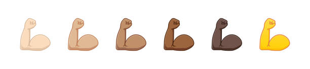 Flexed biceps emoji. Biceps Gesture Icon. Hands of various skin tones. Biceps hand emoji. Strong emoji muscle. All skin tone gesture emoji. Vector Flexed biceps emoji. Biceps Gesture Icon. Hands of various skin tones. Biceps hand emoji. Strong emoji muscle. All skin tone gesture emoji. Vector arm stock illustrations