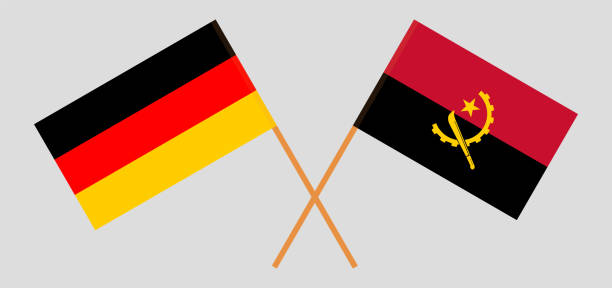 Crossed flags of Germany and Angola. Official colors. Correct proportion Crossed flags of Germany and Angola. Official colors. Correct proportion. Vector illustration luanda angola stock illustrations