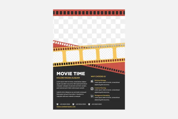 Vector illustration of abstract concept of movie theme flyer design template with space for photo collage