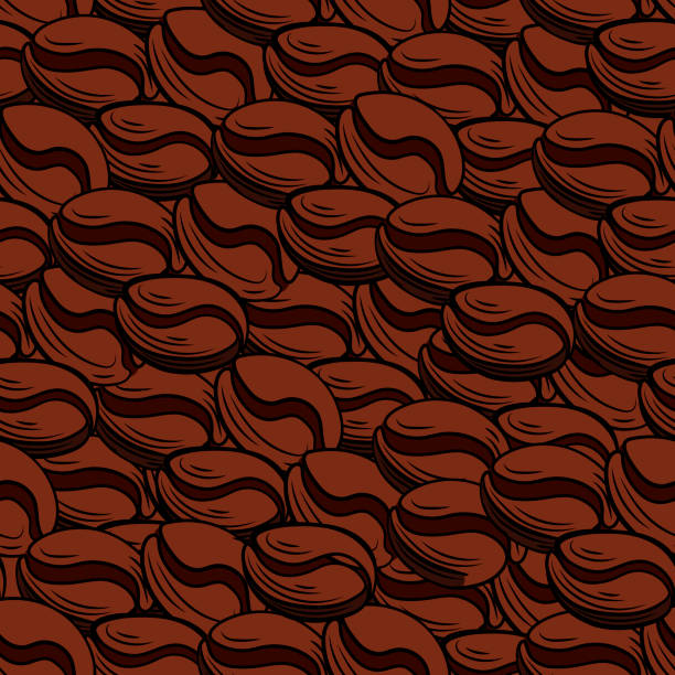 ilustraciones, imágenes clip art, dibujos animados e iconos de stock de vector granos de café plantilla de patrón sin costuras, fondo de café. - black abstract engraved image coffee