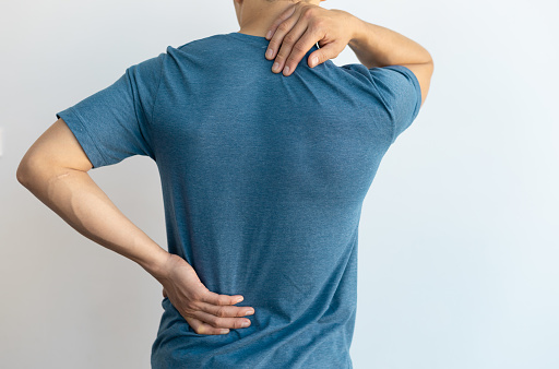 Man has back and waist pain.