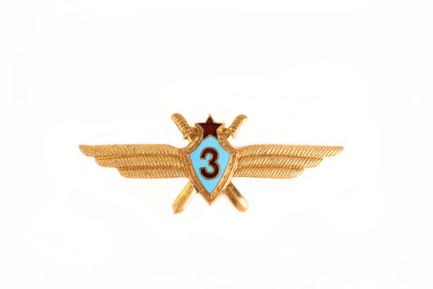 istock Special insignia that identifies of the class pilots on Soviet air navy on white background. 1364018163