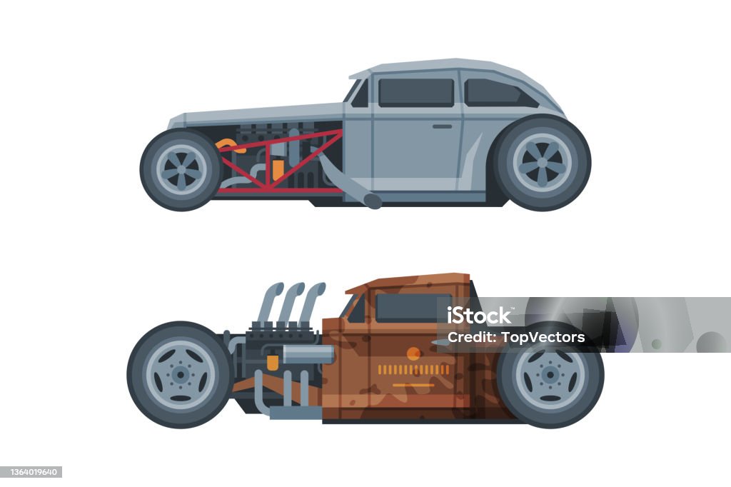 Hot Rod Engine Graphics American Hot Rod Car With Large Engine And Tubes For Speed And ...