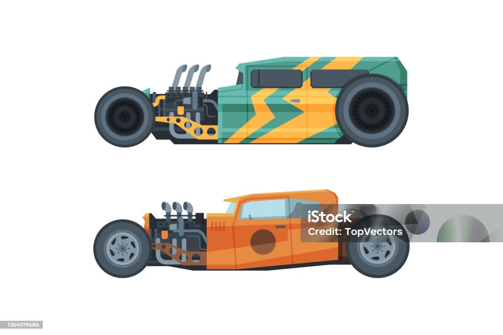 Hot Rod Engine Graphics American Hot Rod Car With Large Engine And Tubes For Speed And ...
