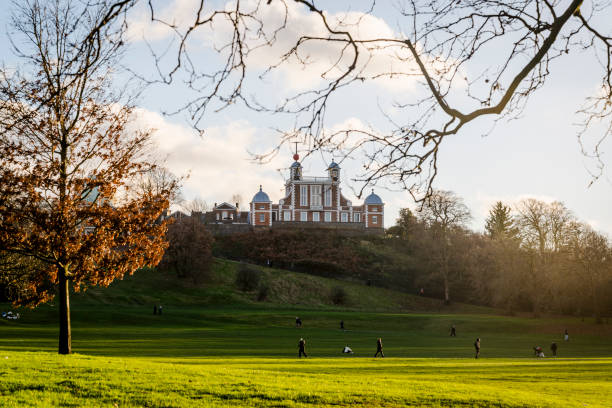 Greenwich Park and a view of Flamsteed House which is the original Royal Observatory building, London, England, UK