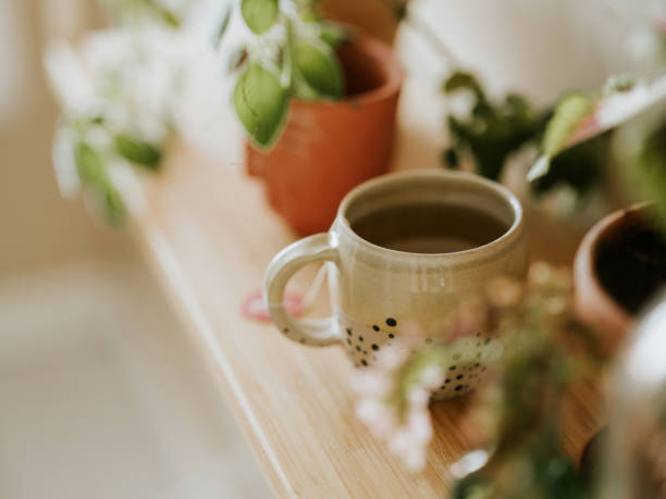 istock Green tea in ceramic teacup indoors at home 1364025322