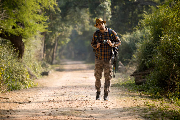 istock Male hiker admiring nature in forest 1364026073