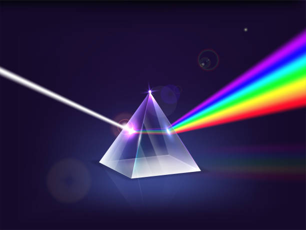 illustrazioni stock, clip art, cartoni animati e icone di tendenza di realistico dettagliato 3d prism light spectrum. vettore - fisica
