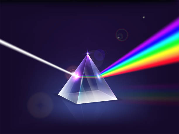 realistyczne szczegółowe widmo światła pryzmatu 3d. wektor - prism stock illustrations