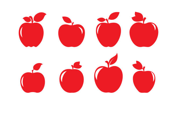 illustrazioni stock, clip art, cartoni animati e icone di tendenza di icona apple - mela