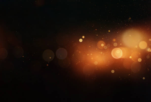 istock Gold bokech on black background, bokeh overlay 1364027612