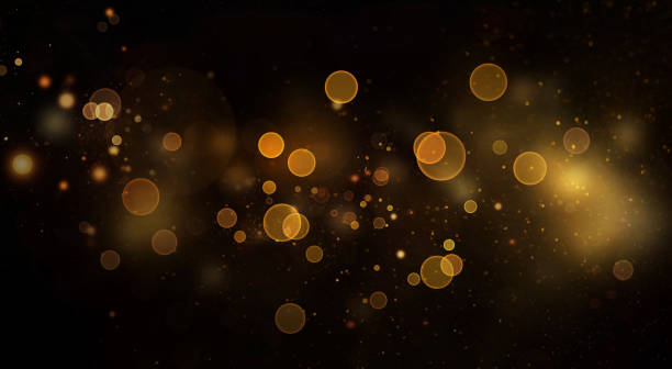 istock Gold bokech on black background, bokeh overlay 1364028686