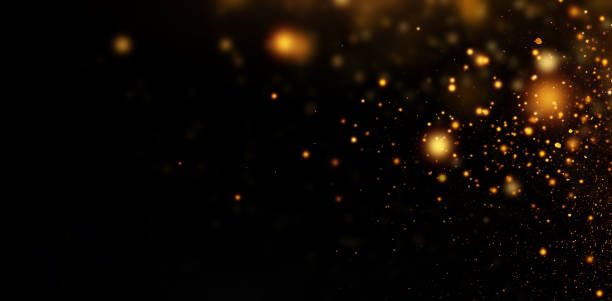 istock Gold bokech on black background, bokeh overlay 1364028804