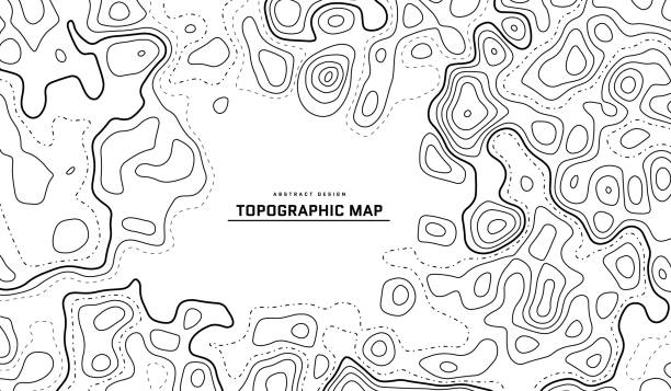 ilustraciones, imágenes clip art, dibujos animados e iconos de stock de mapa topográfico de fondo abstracto. esquema cartográfico del paisaje. mapa topográfico en relieve sobre fondo blanco. diseño de cubierta moderno con líneas onduladas. ilustración vectorial con patrón de contorno de mapa meteorológico. - orienteering