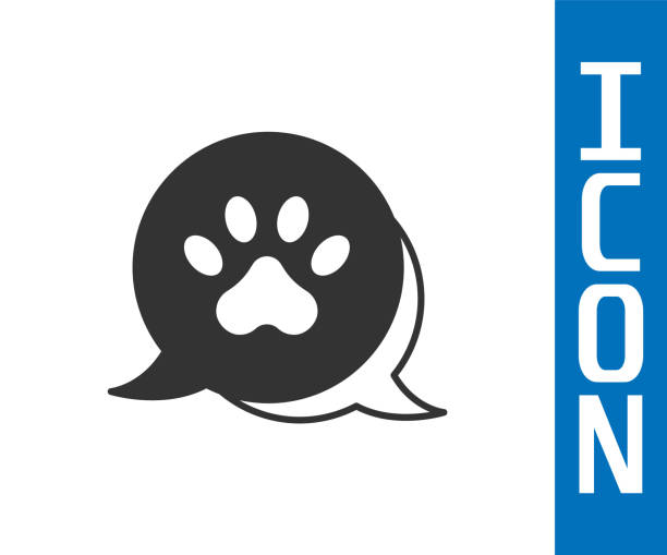 istock Grey Paw print icon isolated on white background. Dog or cat paw print. Animal track. Vector 1364031146