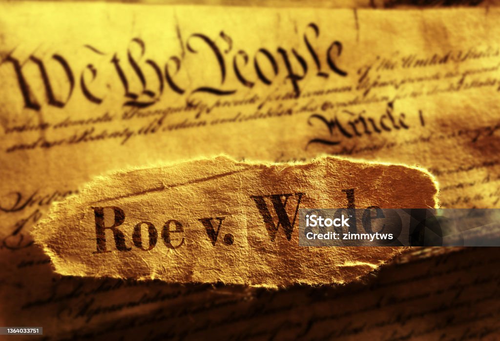 Roe V Wade newspaper headline on the United States Constitution Roe v. Wade Stock Photo