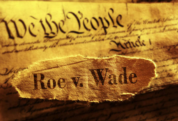Roe V Wade newspaper headline on the United States Constitution stock photo