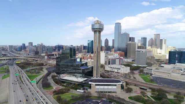 Dallas, Texas, Downtown Drone Skyline Aerial
