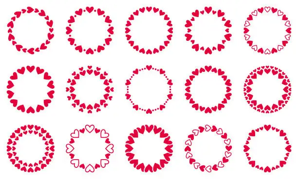 Vector illustration of Round frames with hearts