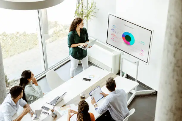 Photo of Business Meeting and Presentation in Modern Conference Room