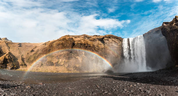 istock Skogafoss waterfall and rainbow in Iceland 1364042585