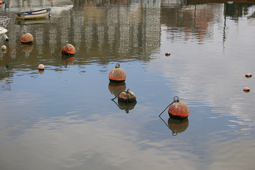 Boyas flotando en el puerto de Lyme Regis photo