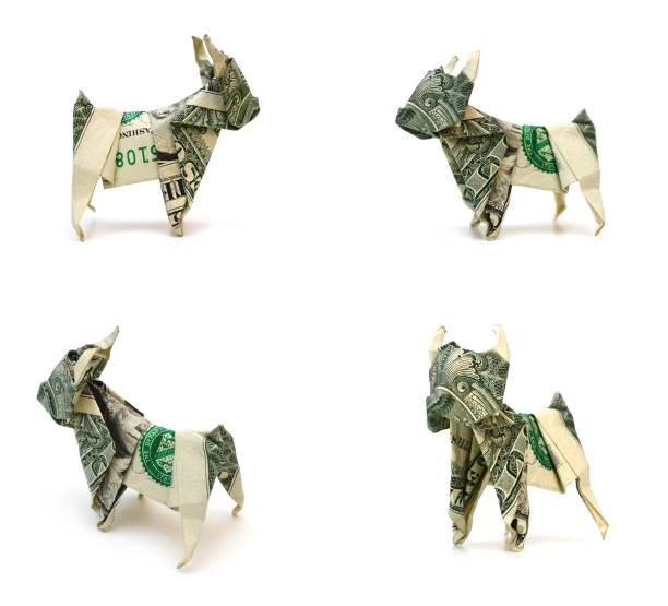 istock Set of dollar origami dog 1364048132