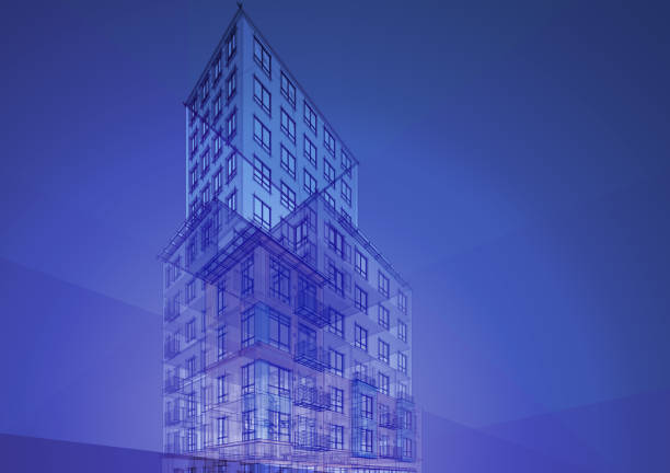 Architecture on blue background Abstract image of a high-rise residential building project on blue background.
(note to inspector: i am the author of the project) building information modeling photos stock pictures, royalty-free photos & images
