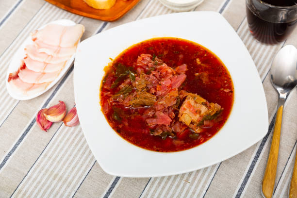 istock Ukrainian or Russian beetroot soup borscht 1364050279