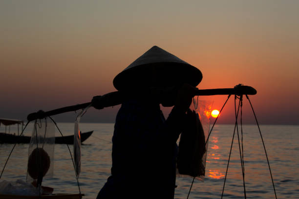 Phu Quoc, Vietnam - 08th January 2022. The sunset moment was taken at the beach in front of Sunset Beach resort & spa located at the southwest coastline of this beautiful island.