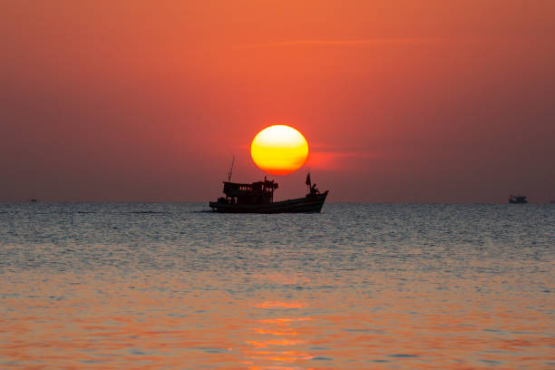 Phu Quoc, Vietnam - 09th January 2022. The sunset moment was taken at the beach in front of Sunset Beach resort & spa located at the southwest coastline of this beautiful island.