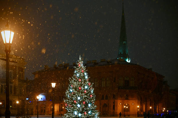 istock beautiful Christmas tree in old Riga 1364057357