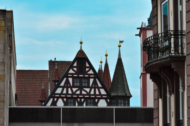 German architecture in Hessen. Facade of house.