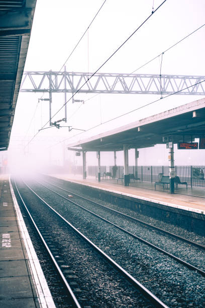 istock Railway station on a misty morning 1364057956