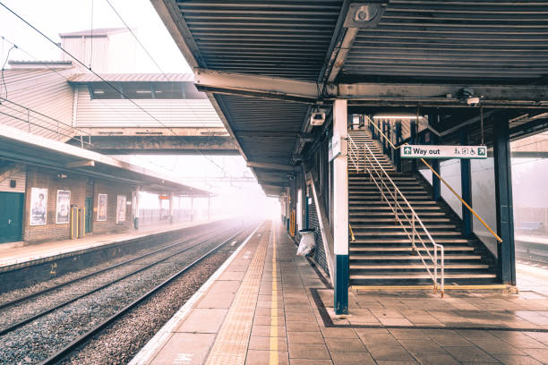 istock Railway station on a misty morning 1364057957