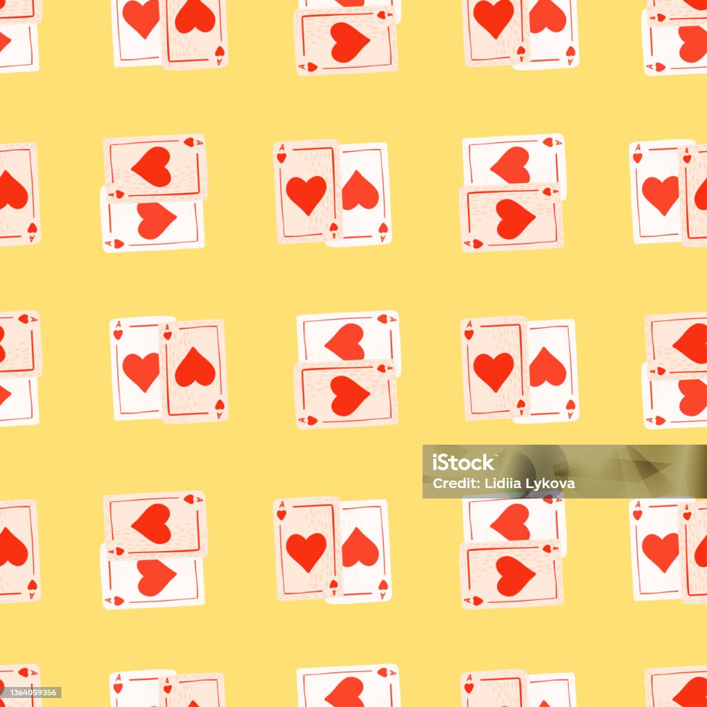 Gamble Pattern Game Cards Seamless Pattern Design Gambling Repeated Texture In Doodle ...