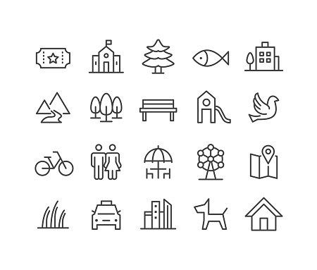 Editable Stroke - City Park - Line Icons