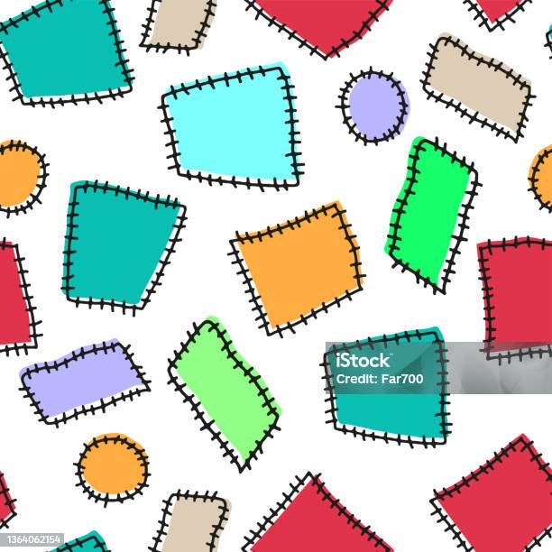 Different Multicolored Patches Isolated On A White Background Seamless ...