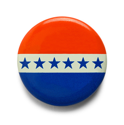 Vintage Campaign Election Button Cut Out on White.