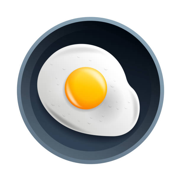 illustrazioni stock, clip art, cartoni animati e icone di tendenza di icona dell'uovo fritto - padella nella vista dall'alto - frying pan fried fried chicken fried egg