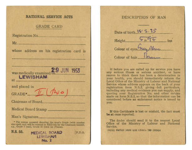 istock British National Service grade card, 1953 1364066593
