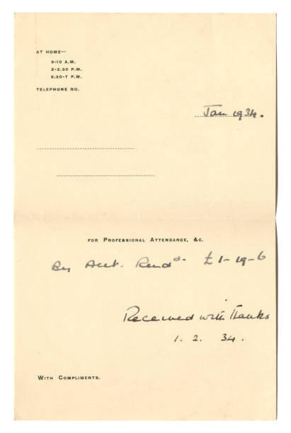 Doctor's bill, 1934 stock photo